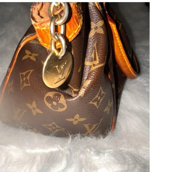 Louis Vuitton Tivoli PM Monogram Canvas Leather Handbag Brown & Orange - Picture 4 of 10